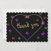 ピンクハート蝶誕生日サンキューカード (正面)