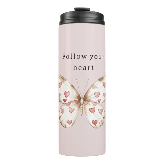 ピンクハート蝶 タンブラー (正面)