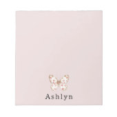 ピンクハート蝶 ノートパッド (正面)