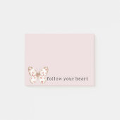 ピンクハート蝶 ポストイット (正面)