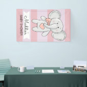 ピンクハート象 |名前とイベントの追加 横断幕 (トレードショー)