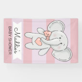 ピンクハート象 |名前とイベントの追加 横断幕 (横)