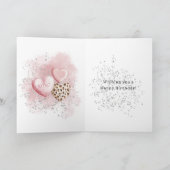 ピンクハート豹柄カップケーキコンフェッティ誕生日 カード (内部)