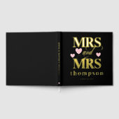 ピンクハート金ゴールドミセス&ミセス・レズ結婚ビアン ゲストブック (全面)