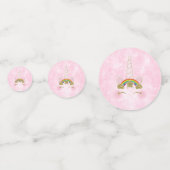 ピンクハート金ゴールドレインボースターユニコーンホーン顔 コンフェッティ (裏面)