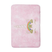 ピンクハート金ゴールドレインボースターユニコーンホーン顔 バスマット (正面縦)