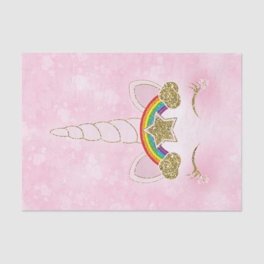 ピンクハート金ゴールドレインボースターユニコーンホーン顔 薄葉紙 (正面)