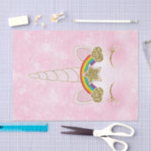 ピンクハート金ゴールドレインボースターユニコーンホーン顔 薄葉紙 (クラフト)