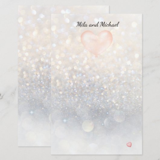 ピンクハート風船文具 便箋 (正面/裏面)