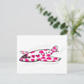 ピンクハート飛行機ポストカード ポストカード (スタンド正面)