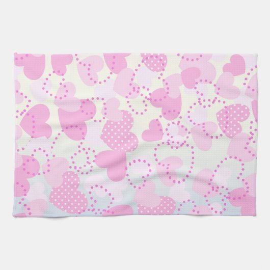 ピンクハート キッチンタオル (横)