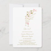 ピンクハート&シャンパン応援婚約パーティ 招待状 (正面)