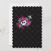 ピンクハート、スカル、クロスボーンパーティの招待状 招待状 (裏面)