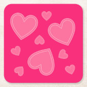 ピンクハート スクエアペーパーコースター (正面)