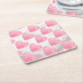 ピンクハート スクエアペーパーコースター (アングル)