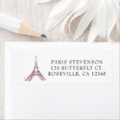 ピンクハート＆バタフライ パリ エッフェル塔 ラベル (インサイチュ)