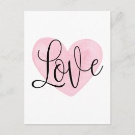 ピンクハート。バレンタインデー。愛.モダン赤面 シーズンポストカード