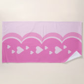 ピンクハート ビーチタオル (正面)