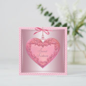 ピンクハート ピンク スイート16 誕生日パーティー 招待状 (スタンド正面)