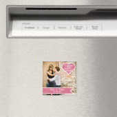 ピンクハート |フォトマグネットの日付を保存 マグネット (インサイチュ (食洗機))