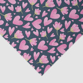 ピンクハート フラワーパターン かわいいバレンタインデー 薄葉紙 (詳細)