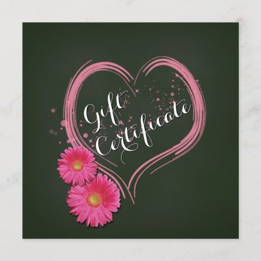 ピンクハート フラワー バレンタインデー ギフト券 (正面)