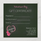 ピンクハート フラワー バレンタインデー ギフト券 (裏面)