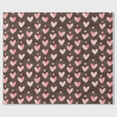 ピンクハート ブラウン ココア バースデー ラッピングペーパー (フラット)