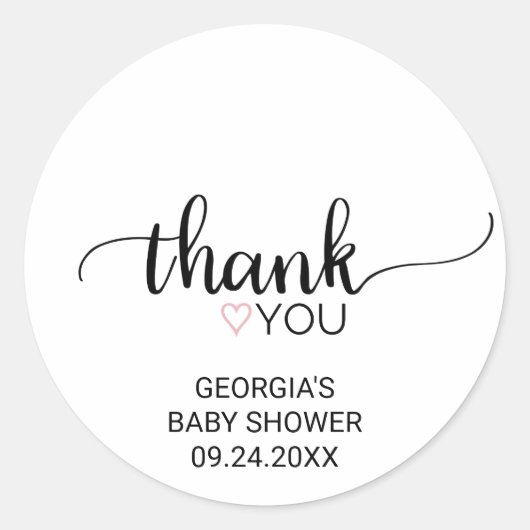 ピンクハート |ブラック書道お願い ラウンドシール (正面)