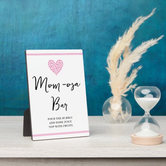 ピンクハート ママモーザバー ベビーシャワー フォトプラーク (側面)