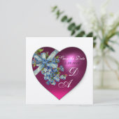 ピンクハート ワスレナイ モノグラム 白 シャンパン 招待状 (スタンド正面)