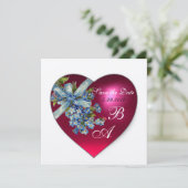 ピンクハート ワタシヲワスレナイデ モノグラム シルバー メタリック 招待状 (スタンド正面)