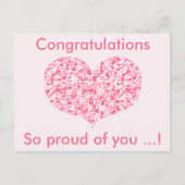 ピンクハート |卒業祝いのポストカード ポストカード (正面)