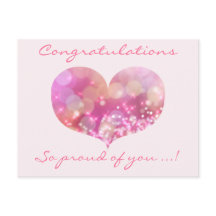 ピンクハート |卒業祝いのポストカード