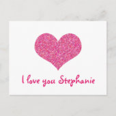 ピンクハート 愛してるよ 女の子の名前 ポストカード (正面)