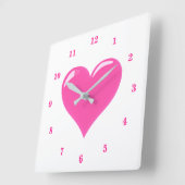 ピンクハート-愛 スクエア壁時計 (傾斜)