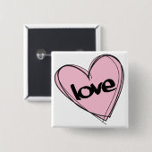 ピンクハート（愛） 缶バッジ (正面&裏面)