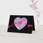 ピンクハート 箔グリーティングカード (蘭)