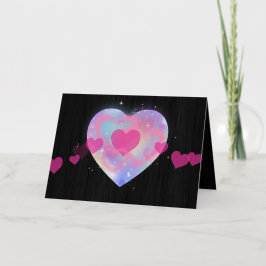 ピンクハート 箔グリーティングカード