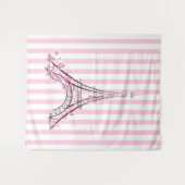 ピンクハート&蝶パリエッフェルタワーガールズ タペストリー (正面(横))