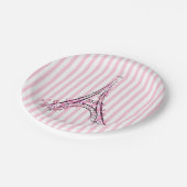 ピンクハート&蝶パリエッフェルタワーパーティー ペーパープレート (アングル)