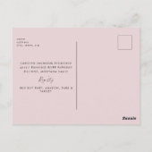 ピンクハート&蝶ベビーシャワー招待状P ポストカード (裏面)