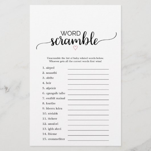 ピンクハート |黒い書道ママまたはパパのゲーム (裏面)