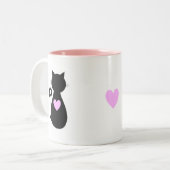 ピンクハート & 黒猫 ツートーンマグカップ (正面左)