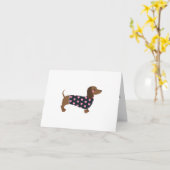 ピンクハートDACHSHUNDグリーティングカード カード (黄色い花)