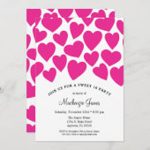 ピンクハートSweet sixteen誕生日招待状16 招待状 (正面/裏面)