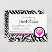 ピンクハートSweet sixteen 招待状 (正面/裏面)