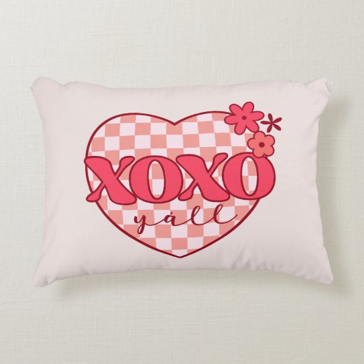 ピンクハートXoxoハグとキス アクセントクッション (正面)