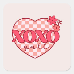 ピンクハートXoxoハグとキス スクエアシール
