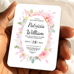 ピンクハーブの花の結婚式Save The Date マグネット